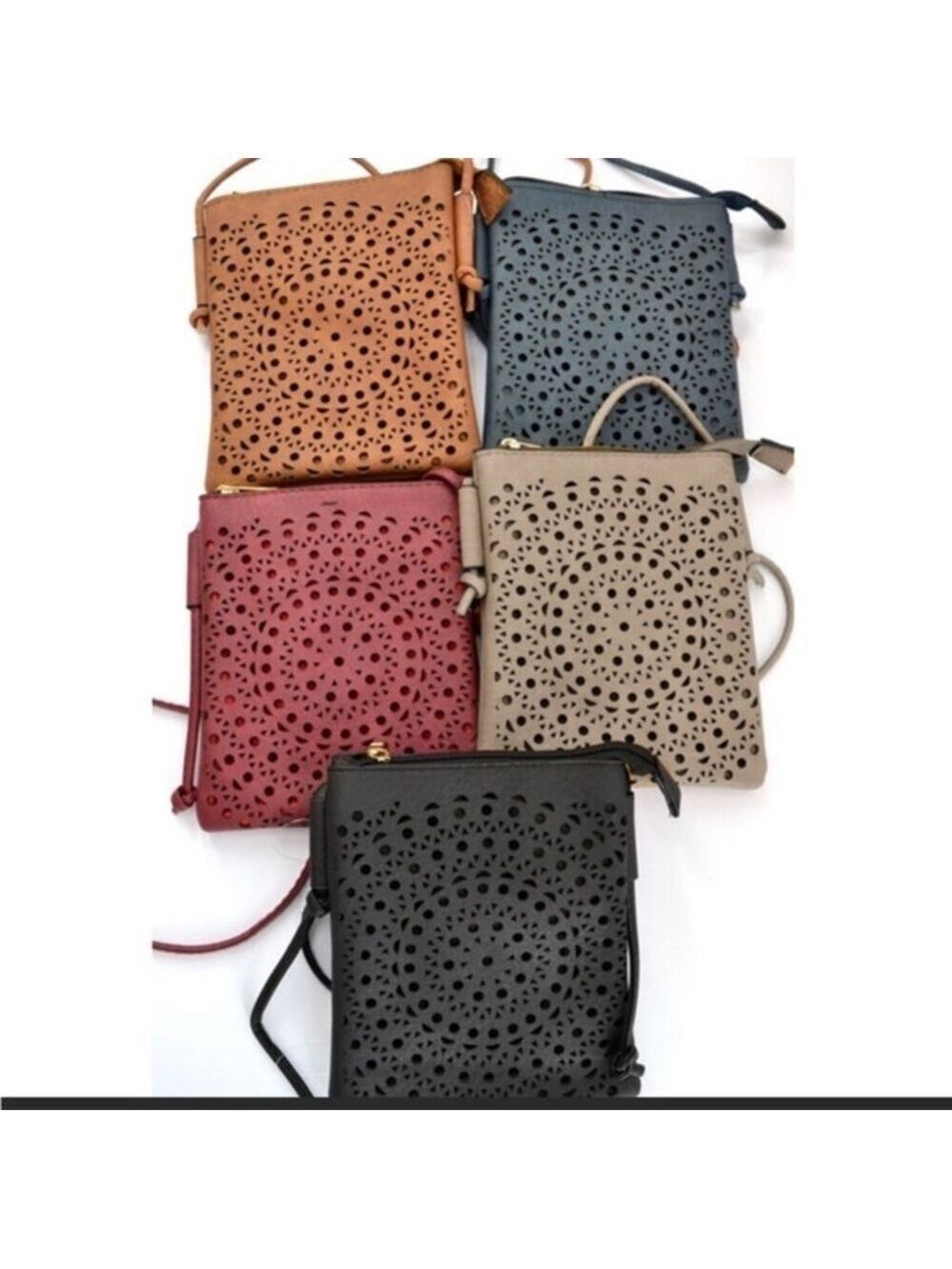 Vegan Leather Mini Crossbody Bag Black Grey